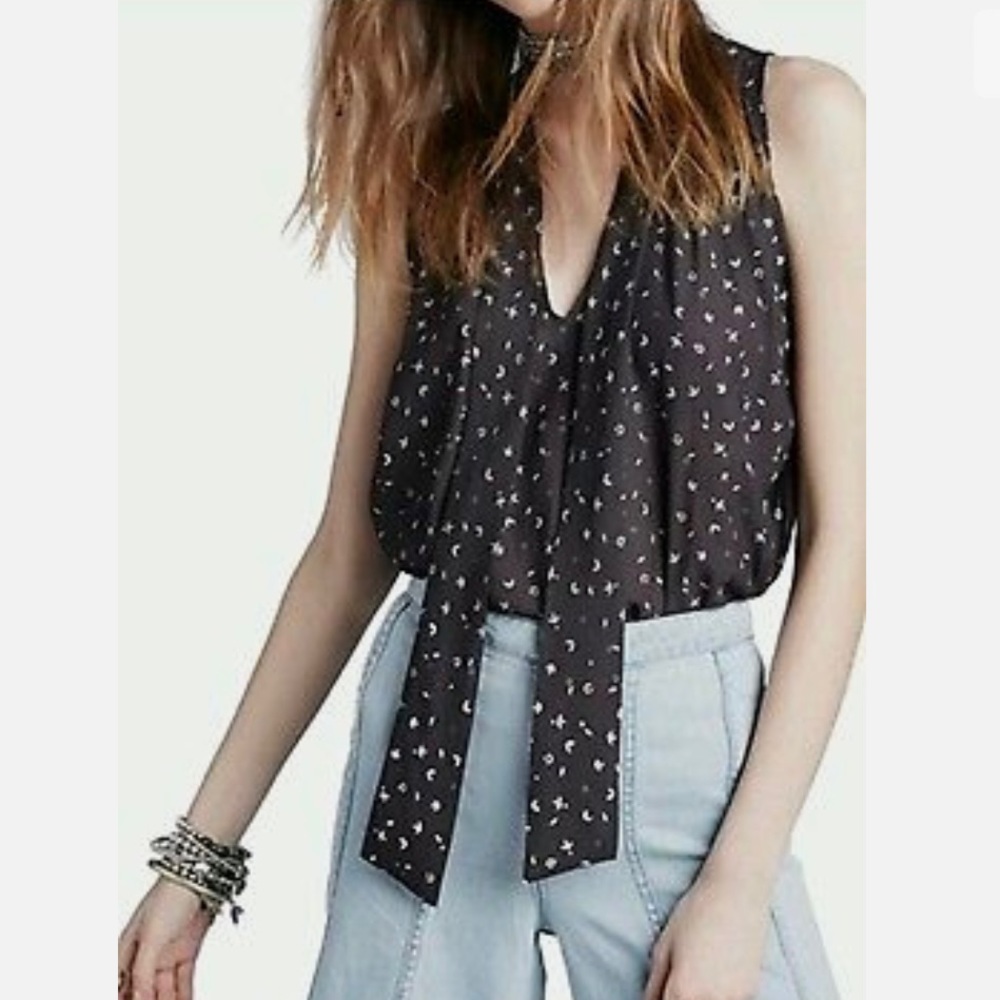 Free People Tie Front Sleeveless Top Size Small Petite